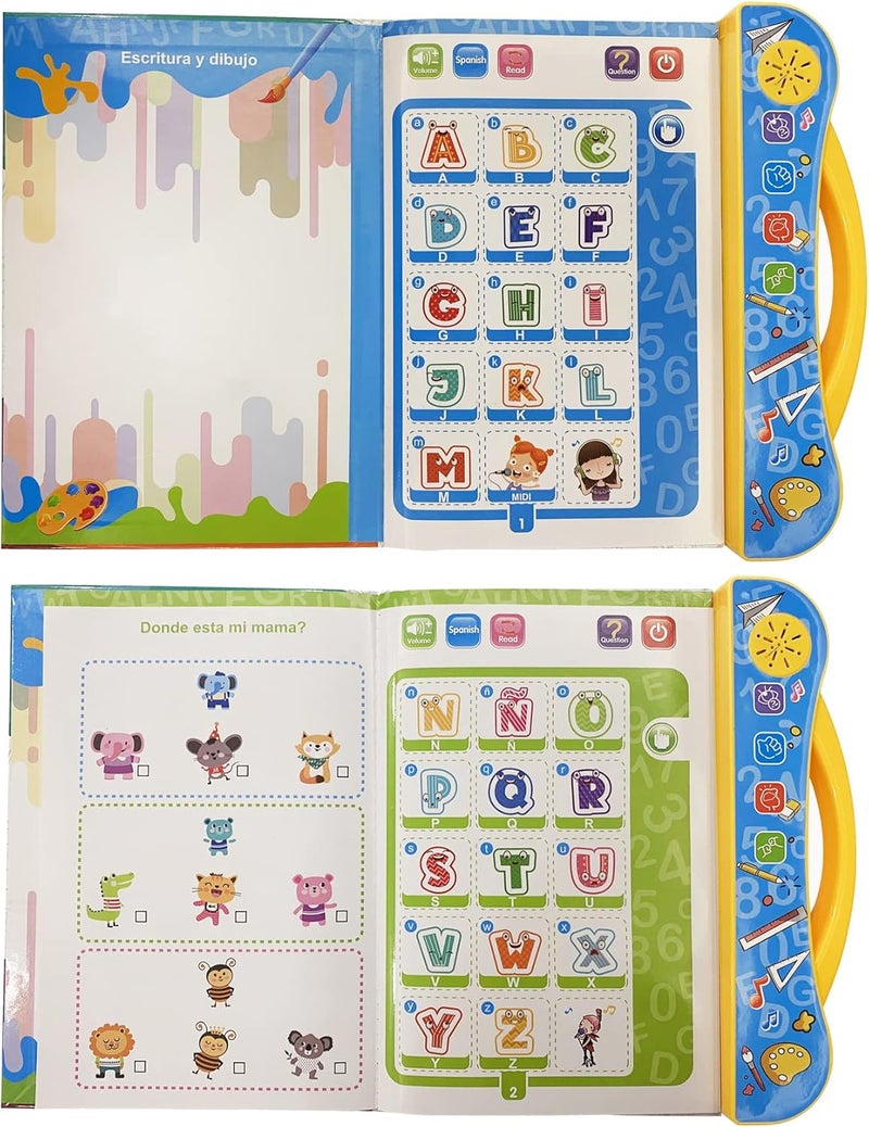 MINMEER Spanish-English Learning Toys for Kids, Learn Basic Spanish Vocabulary, Alphabet, Numbers, Colors, Bilingual Toys for Toddlers - Image 2